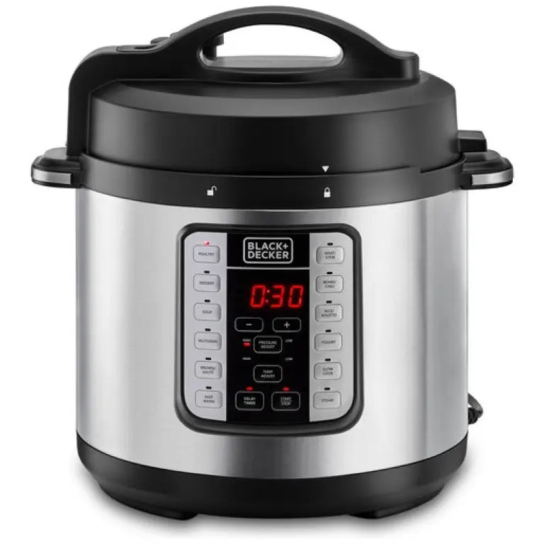 Black+Decker Electric Pressure Cooker, 7 in 1, 6 Liters, 1000W, Silver – PCP1000 Black+Decker Electric Pressure Cooker, 7 in 1, 6 Liters, 1000W, Silver – PCP1000